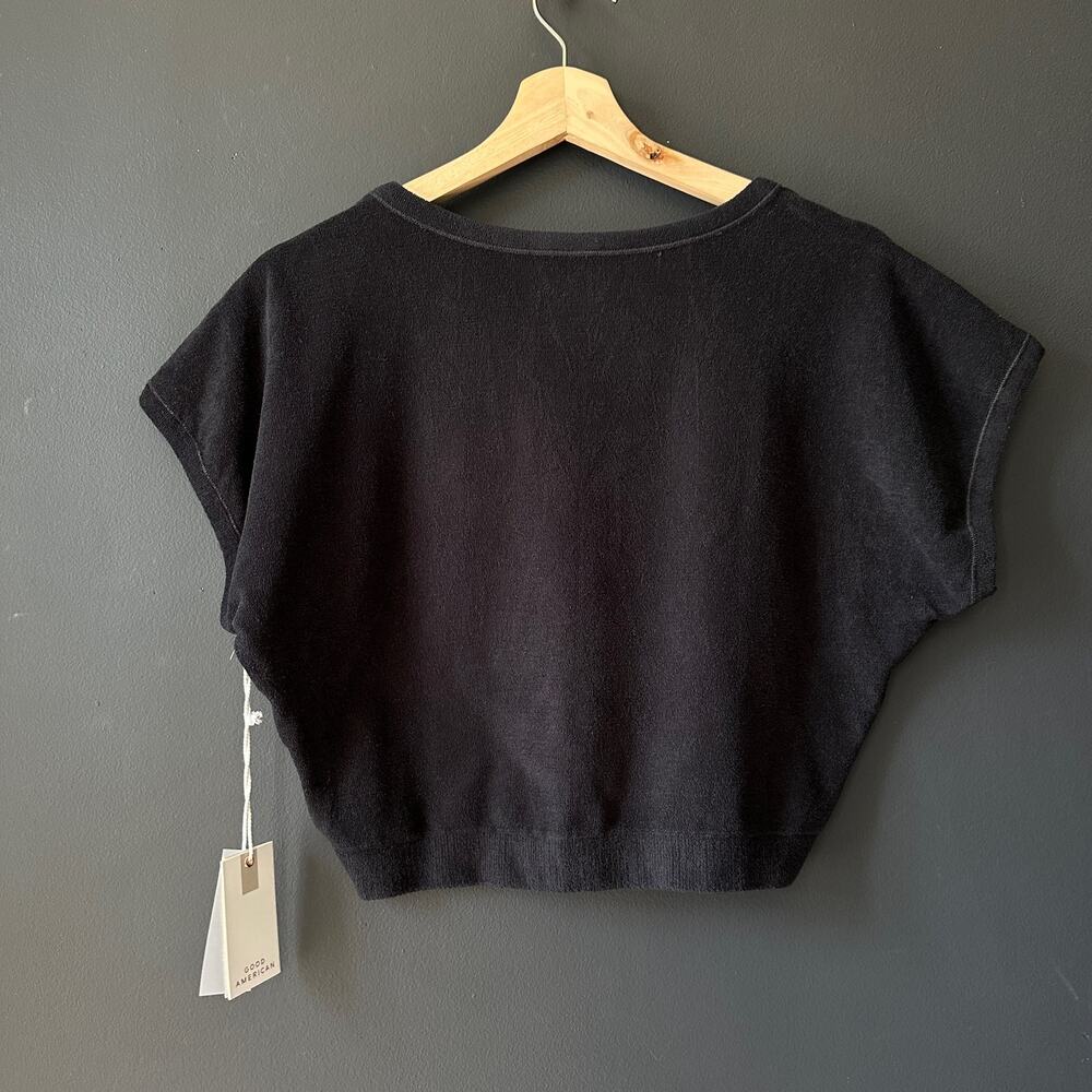 Good American Terry Crop Tee Black NEW Size Large XL - Picture 7 of 14